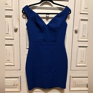 Karlie Royal Blue V-Neck Mini Dress